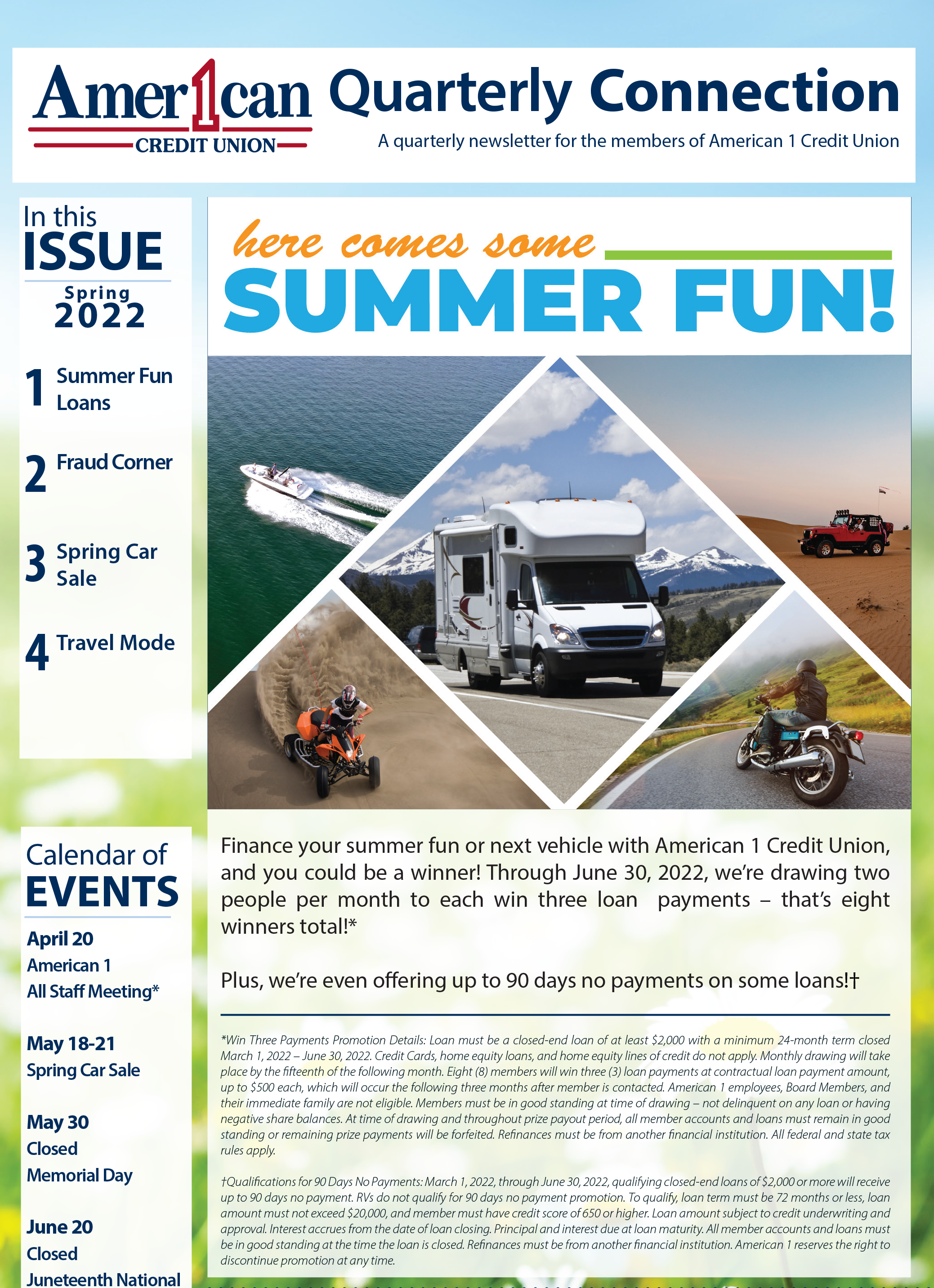 American 1 Credit Union Spring Quarterly Newsletter